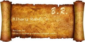 Bihary Rabán névjegykártya